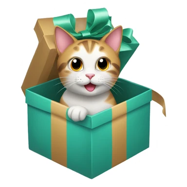 Cat inside a present box sticker