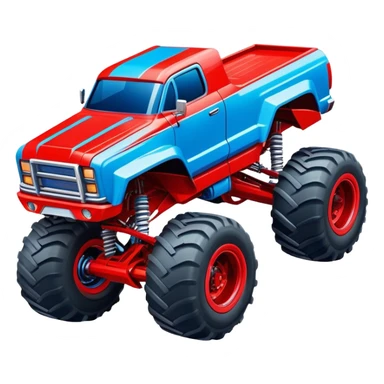 Avenger - Monster Jam (Model Year: 2021) (Iconic colour: Blue and red) - A dynamic monster truck with a split-color scheme: predominantly blue accented by bold red elements. Focus on strong, angular lines and vivid contrasting colors that evoke high energy and a futuristic, rebellious style. sticker