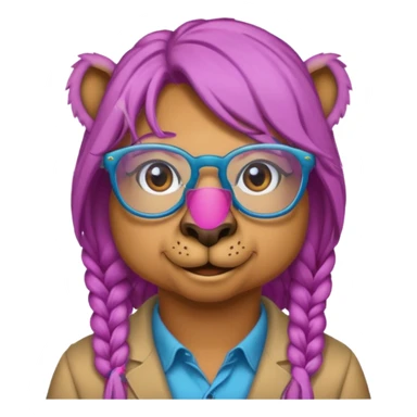 camel face with colored hair and glasses sticker
