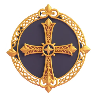 sacred saint emblem with ornate design sticker