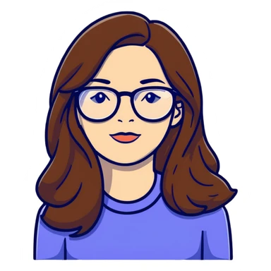 White woman with long brown hair and glasses  sticker