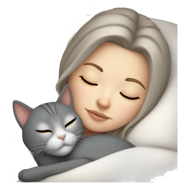 White girl sleeping with gray cat sticker
