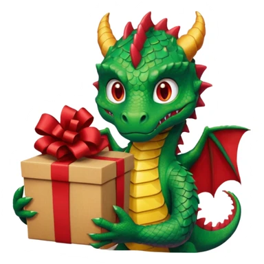 dragon man hold carton box gift sticker