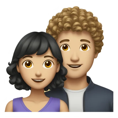 white man with asian girlfriend with curly bang sticker