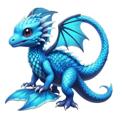 Multicolored dark shiny bioluminescent glowing black and cyan and blue gloomy spooky cute adorable scales-covered pretty cool elegant realistic abyssal exotic Fakémon-Pokémon-Trico-creature, full body sticker