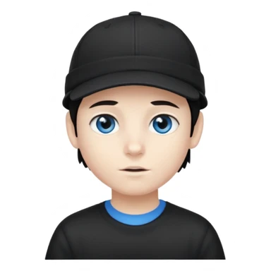 Menino branco de cabelo escuro, boné preto, olhos azuis sticker