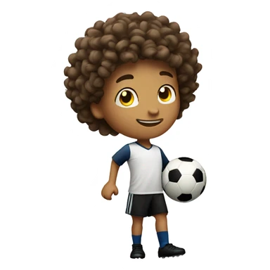 Curly boy balancing a soccer ball sticker