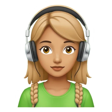 Woman with headphones in the green park  sticker