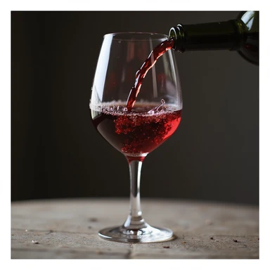 a glass of red wine with a slight wine pour motion, photorealistic style, no background sticker