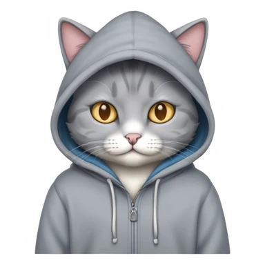 cat grey with hoodie  sticker