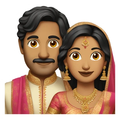 Indian wedding couple aged 50 with black hair no beard sticker