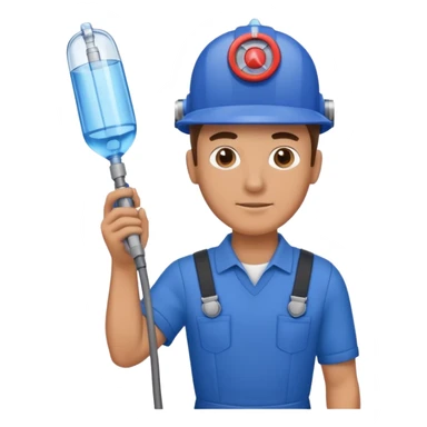 técnico de limpieza hombre sujetando la boquilla de una aspiradora de agua sticker