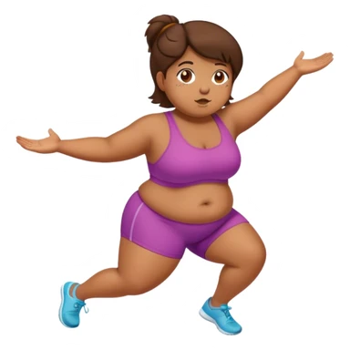 Chubby Brown girl brown hair exercising  sticker