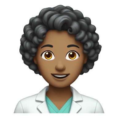 Dentist white woman curly dark hair  sticker