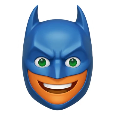 batman emoji in blue, orange and green color sticker