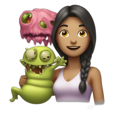 Women with monster sticker