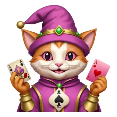 court jester cat medieval, poker card ace, pink sticker