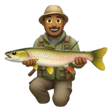 Flyfishing man sticker