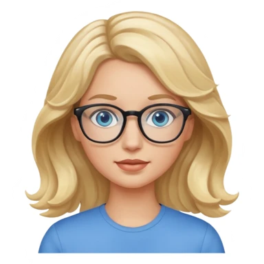 White girl with wavy, blonde hair, blue eyes, and glasses. sticker