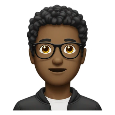 Boy with black glasses,  messy without gel hairs   sticker