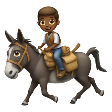 Boy riding donkey sticker
