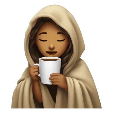 girl inside a blanket sipping coffee eyes closed sticker