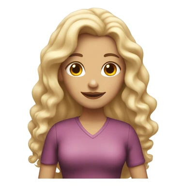 White woman, long hair, blonde hair, wavy hair, holding birthday cake sticker