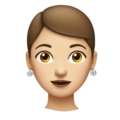 a face of a woman with half bald half short brown hair. fat round face with math earrings  sticker