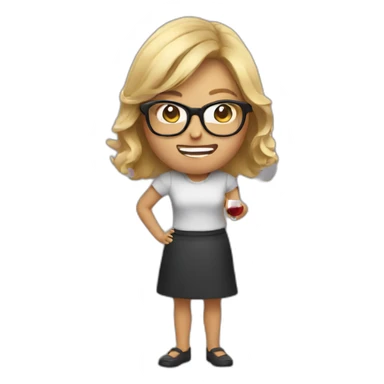 girl with glasses holding wine and being mad sticker