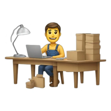 A man with a table making a inventory of apartment sticker