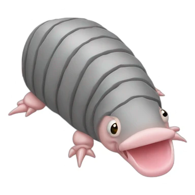 Gray pig armadillo centipede insect with yellow duck face sticker