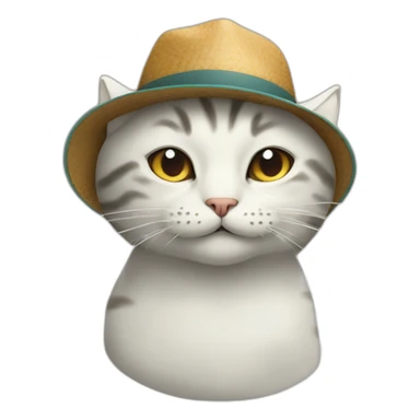 cat with a hat that looks like a fish sticker
