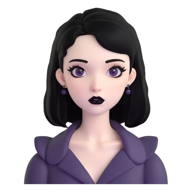 black goth with pale skin, black lipstick, black hair sticker