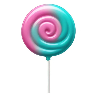Realistic pink to teal ombre lollipop candy with teal bow on the stick. sticker