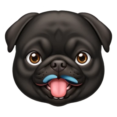 black pug with tongue out sticker
