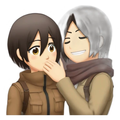 mikasa ackerman kiss Eren Jaeger hand sticker