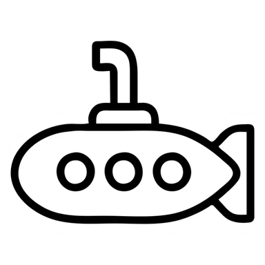 submarine icon with a periscope, outlined style, minimal color, flat design sticker
