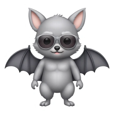 cute gray pastel bat with sunglasses, full body sticker
