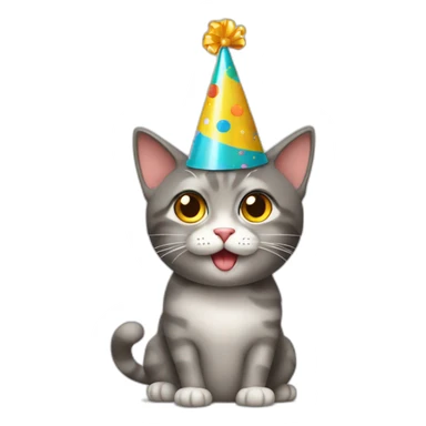 Cat with birthday hat sticker