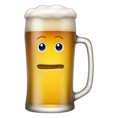Glass beer with face sticker
