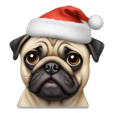 A pug wearing a Christmas hat that says willow on it sticker