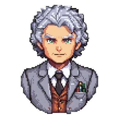 Professor Oak from Pokemon with grey hair sticker