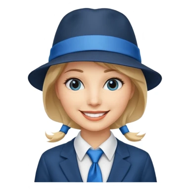 Blue neck tie with hat women sticker