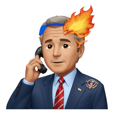  emoji of the world trade center with a plane crashed into it and george bush on a phone in front of them sticker