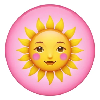 Yellow sun in a pink circle  sticker