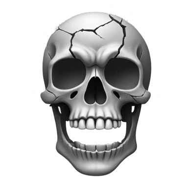 grey long skull open mouth cracked on half sticker