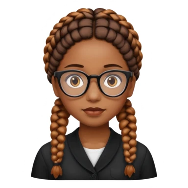 Brown skinned girl with brown eyes and black framed glasses with braids that have ginger in the back sticker