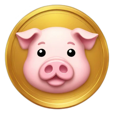 gold coin with pig face sticker