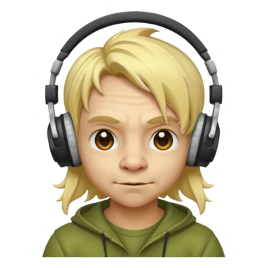 Goblin with blonde hair wearing headphones sticker