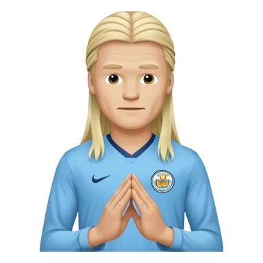 Erling Haaland long hair doing the lotus Manchester city  sticker